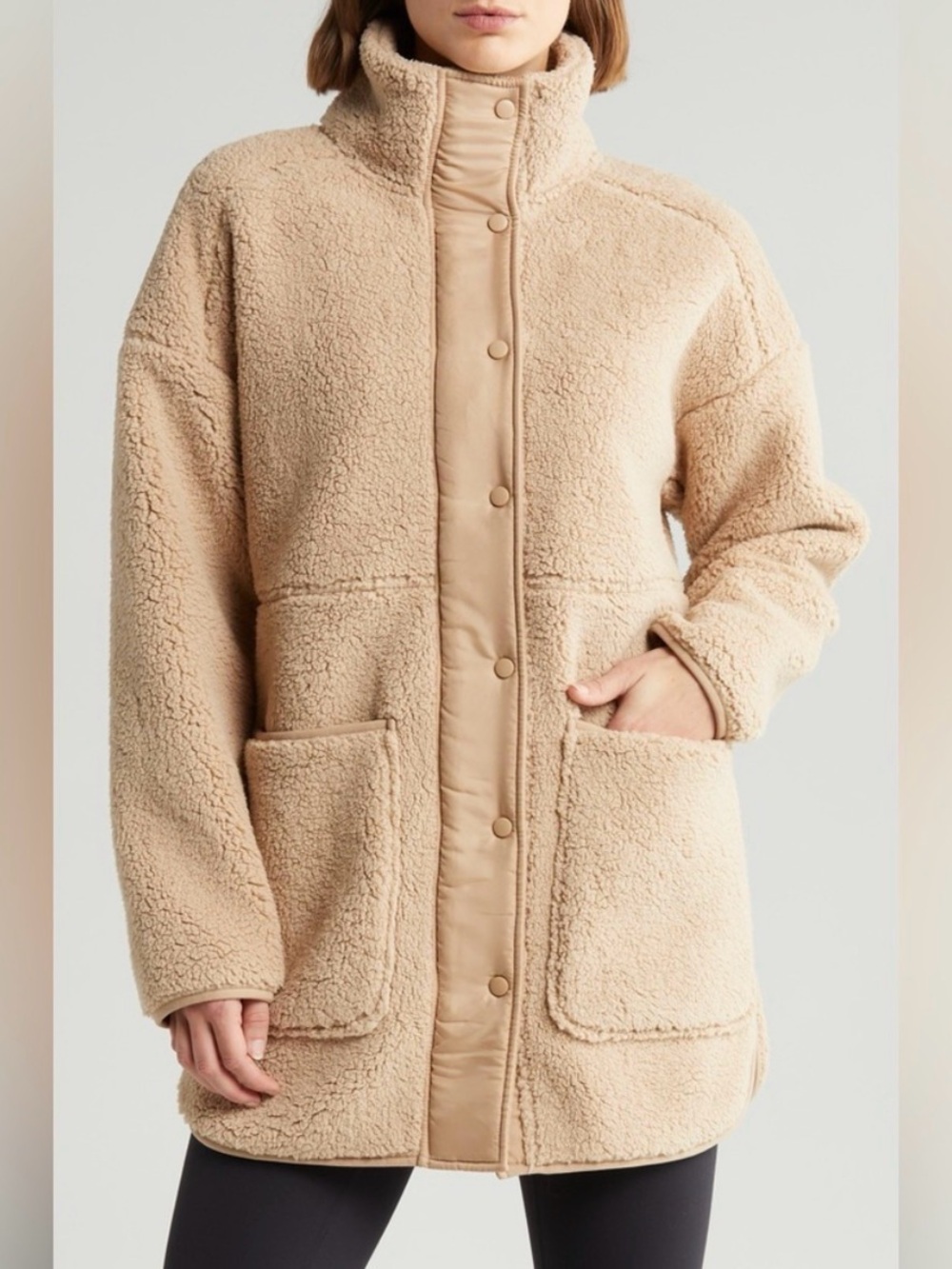 Zella Natural Cozy Faux Shearling Jacket
